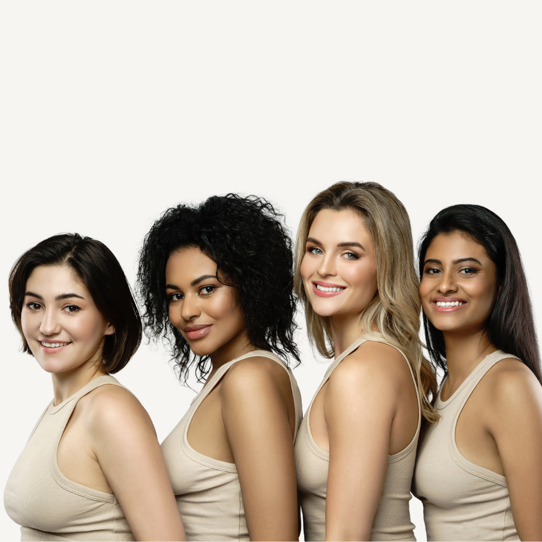 Mujeres de diferentes etnias y fototipos representando la importancia de la fotoprotección en todos los tipos de piel.